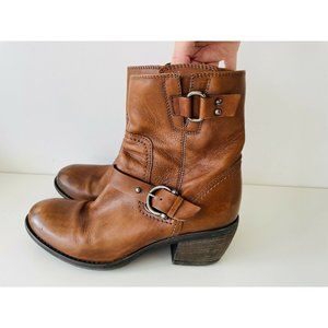 Clarks Brown Leather Biker Moto Boot Size 8.5